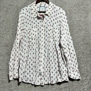 Style & Co. Woman’s Rayon Toll Tab Sleeve Lightweight Abstract Blouse Top Large